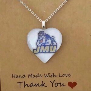 James Madison University heart shaped necklace 20 inch chain